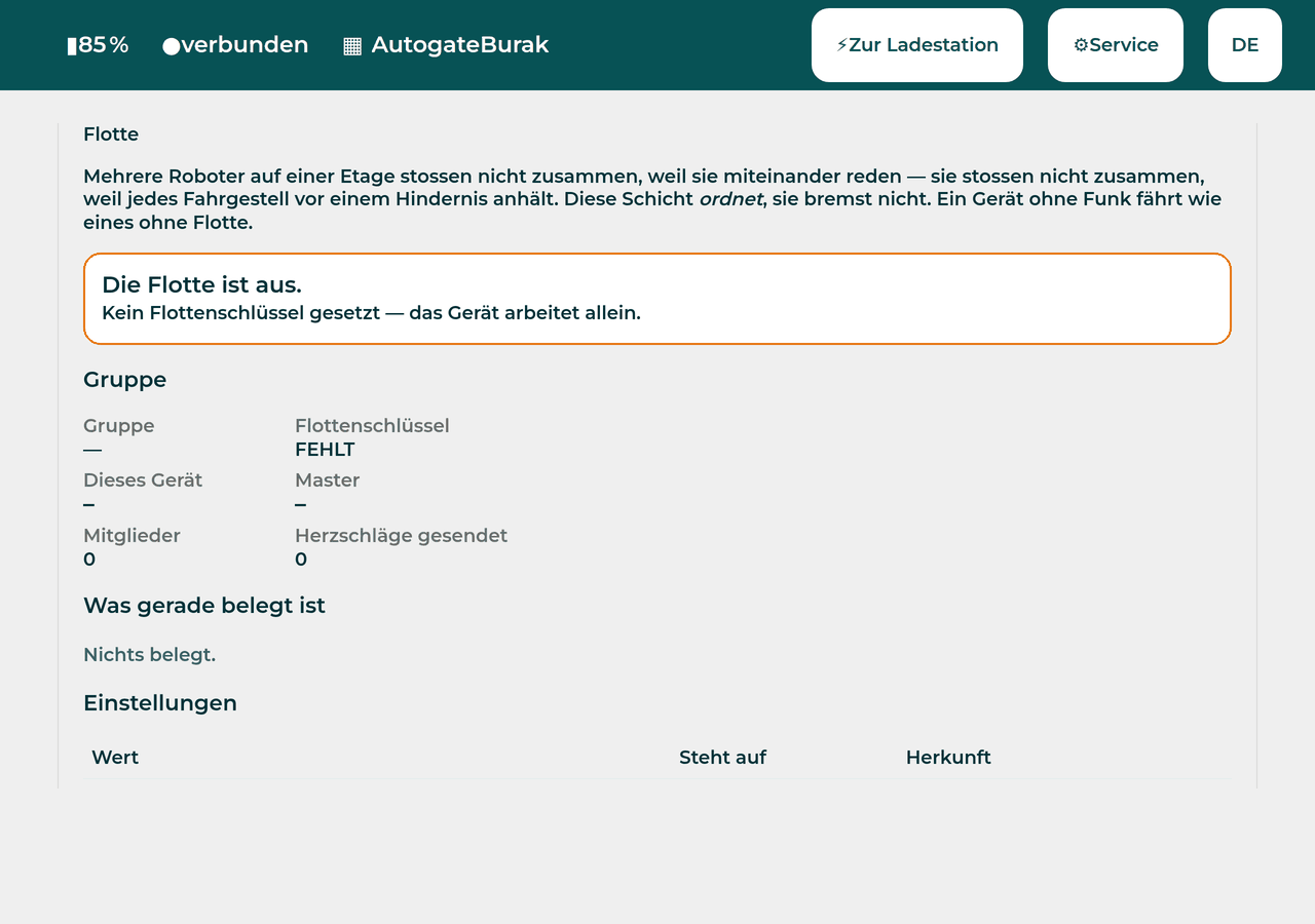 Fleet section of the technician page